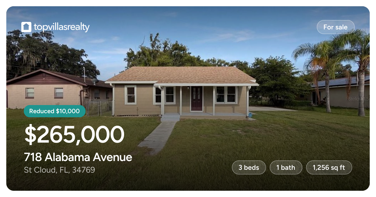 718 Alabama Avenue, St Cloud, FL, 34769 | Top Villas Realty
